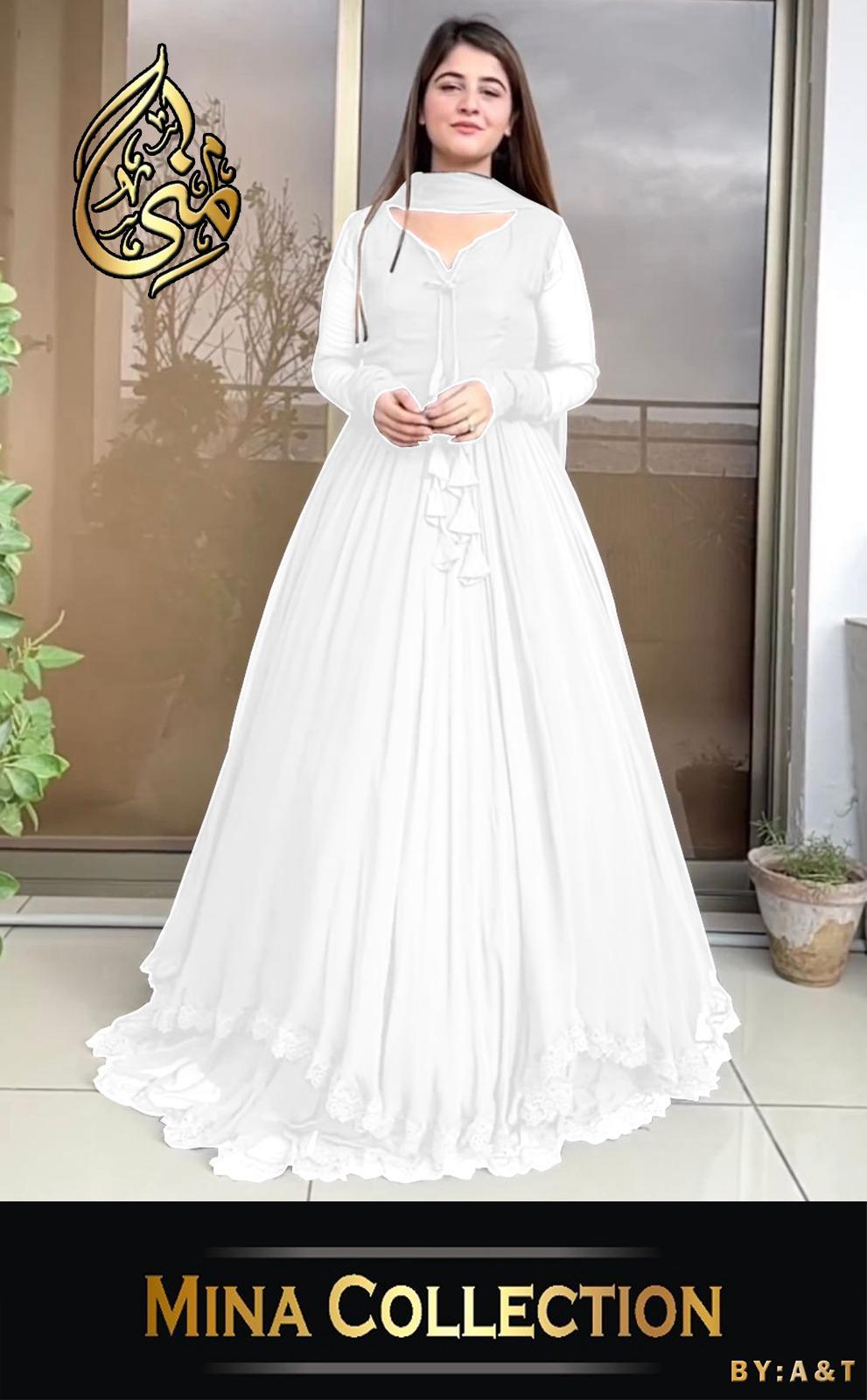 3 Pcs Women's Stitched Embroidered Long Dress Suit 
